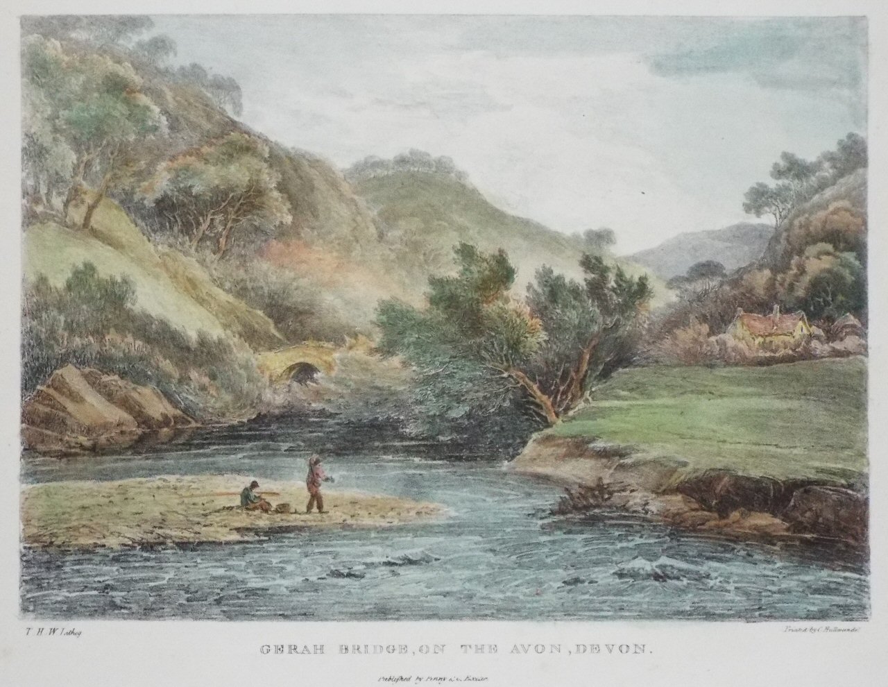 Lithograph - Gerah Bridge, on the Avon, Devon. - Williams